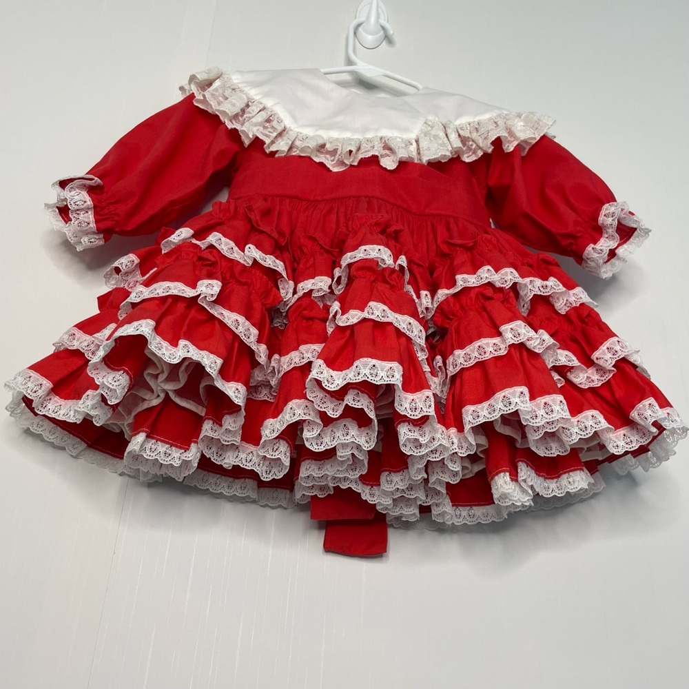 Kids Avenue Full Circle Pageant Party Dress Tiered Ruffle Lace VTG USA Size 2 - Picture 5 of 16
